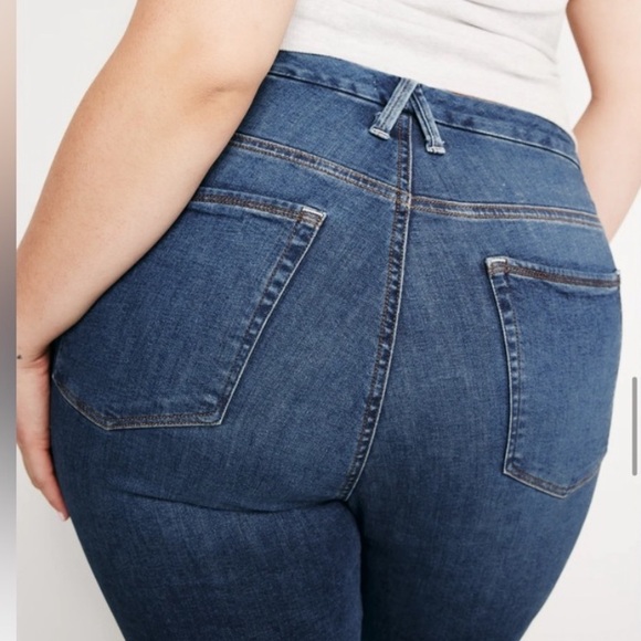 Good American Good Legs Cropped Skinny Jeans Blue Stretch High Rise Size 14 - Picture 3 of 8